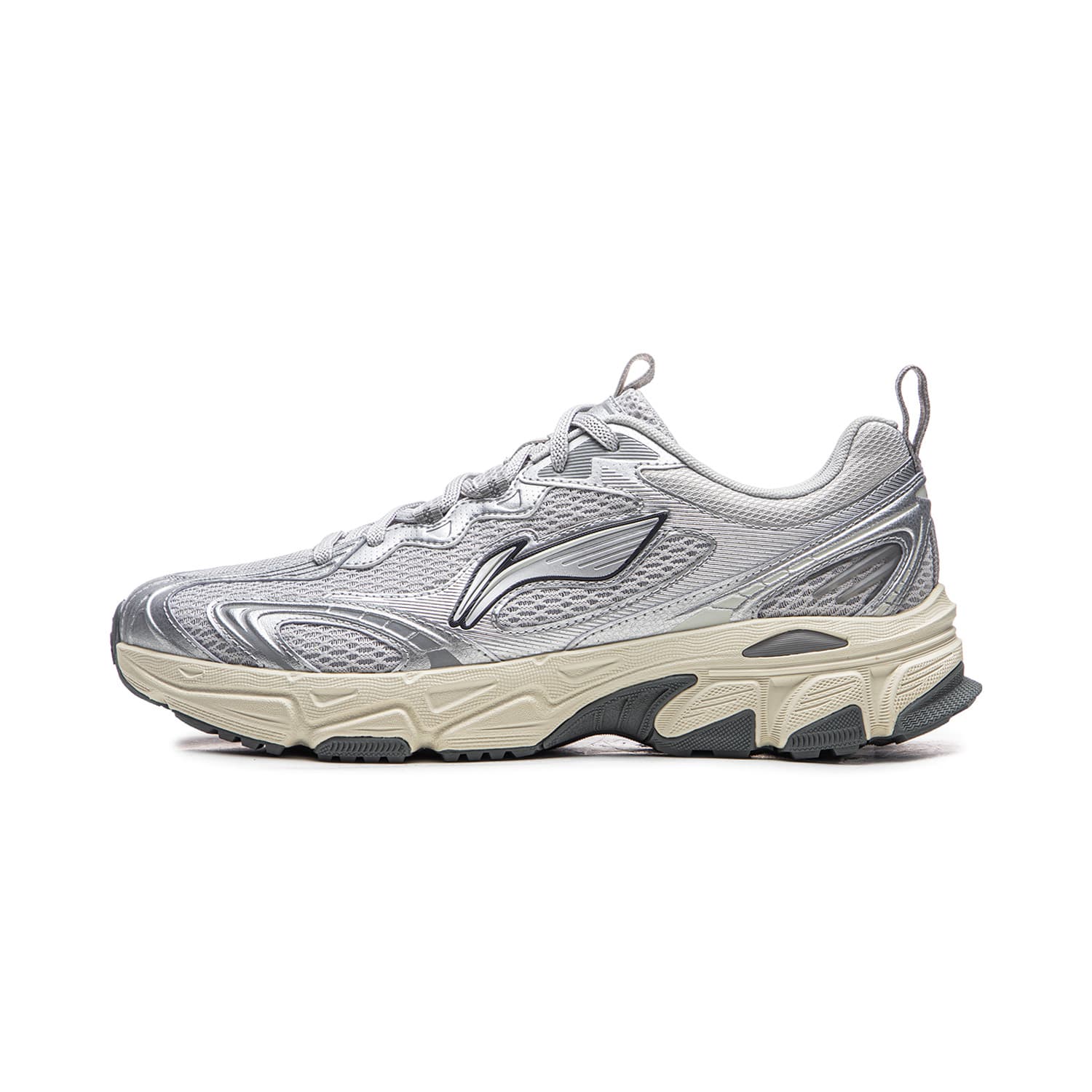 Кроссовки для бега Li NING Carefree V3 Дышащий визуально увеличивает рост Oтскок Low Топ Беговые кроссовки Мужской Серо-серебристый - изображение 1