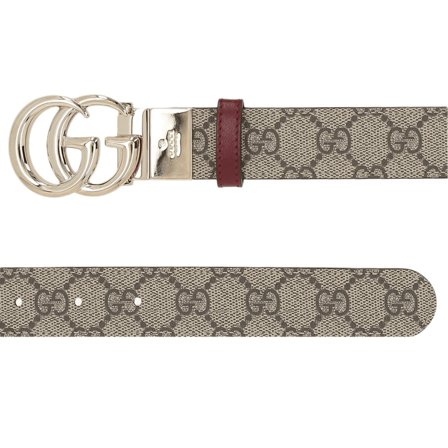 Ремень GUCCI GG Marmont ПУ (полиуретан) Искусственная кожа Аксессуары для телефонов Кожаные ремни Женские Бежевый красный 2 см - изображение 2