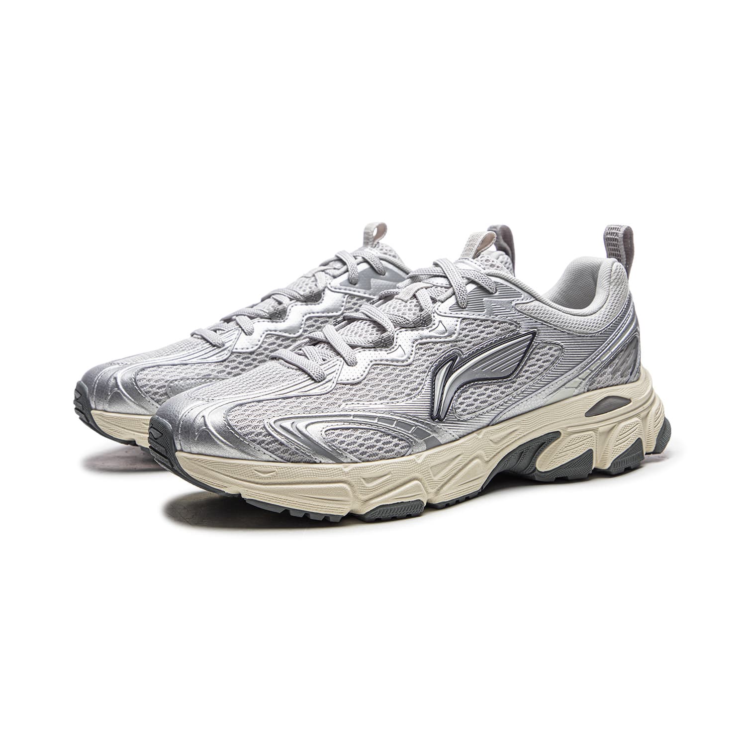 Кроссовки для бега Li NING Carefree V3 Дышащий визуально увеличивает рост Oтскок Low Топ Беговые кроссовки Мужской Серо-серебристый - изображение 5