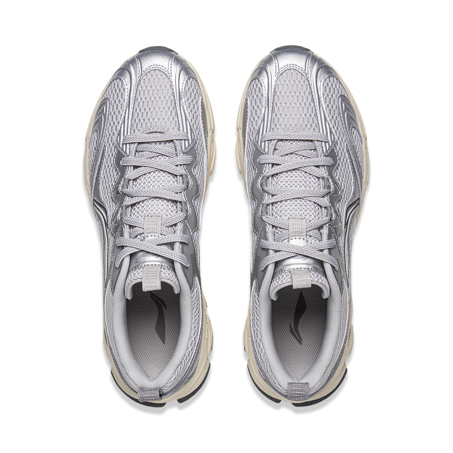 Кроссовки для бега Li NING Carefree V3 Дышащий визуально увеличивает рост Oтскок Low Топ Беговые кроссовки Мужской Серо-серебристый - изображение 3