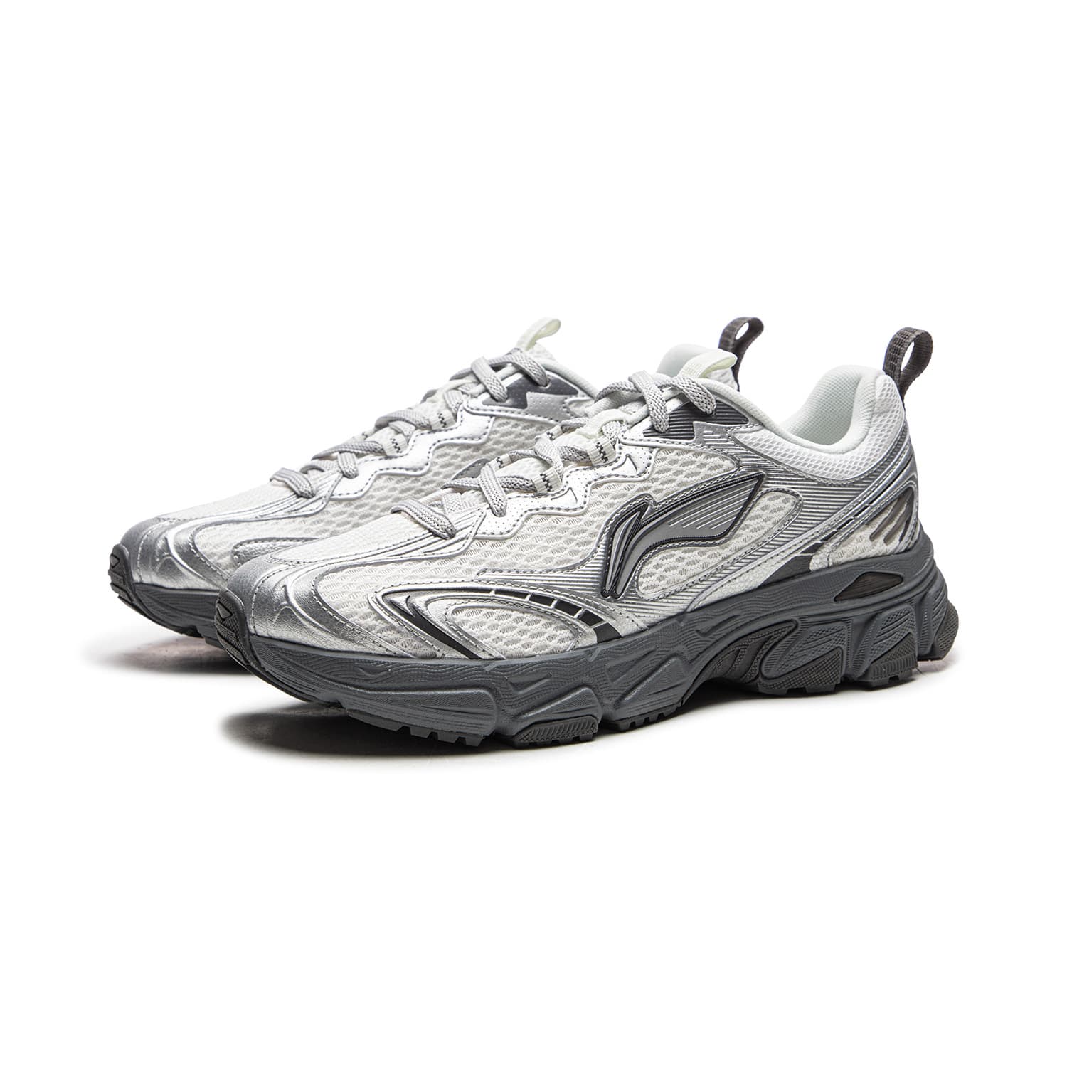 Кроссовки для бега Li NING Carefree V3 Дышащий визуально увеличивает рост Oтскок Low Топ Беговые кроссовки Women's White Серебряный - изображение 5