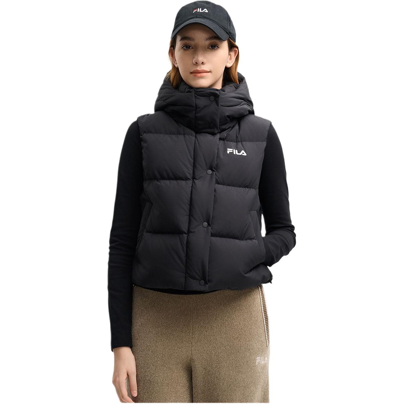 FILA ORIGINALE Пуховый жилет Женские Глубокий черный - изображение 3