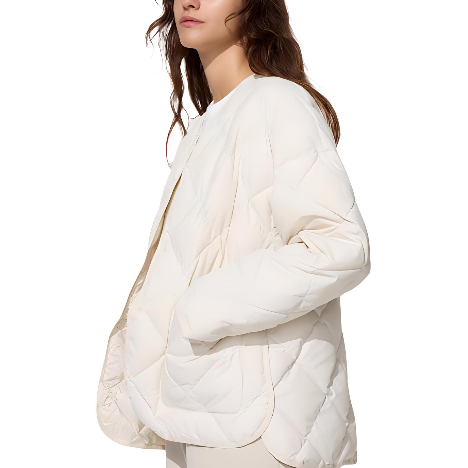 UNIQLO Хлопковый пуховик женский светло-бежевый - изображение 2