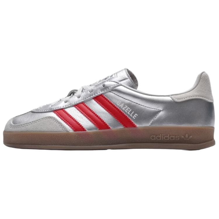 Кроссовки Adidas Originals GAZELLE INDOOR Кеды немецкой армии (GAT) Женские Серебристый Красный - изображение 1