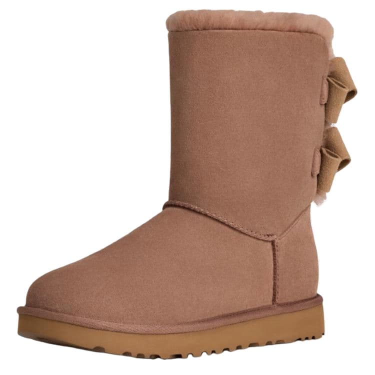 Ботинки зимние UGG Спилок Коровья Кожа Короткие Снежные Ботинки Женские Освежающий Вариант Желудево-Коричневый - изображение 3