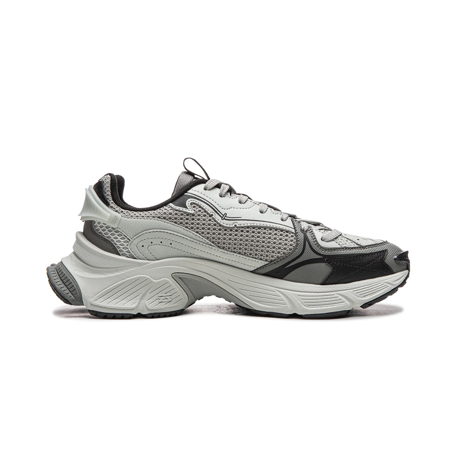 Кроссовки Li-Ning Синцзи Y2K Модный тренд Винтажный стиль Толстоподошвенные кроссовки Лоу-топы Мужской Серо-черный - изображение 2