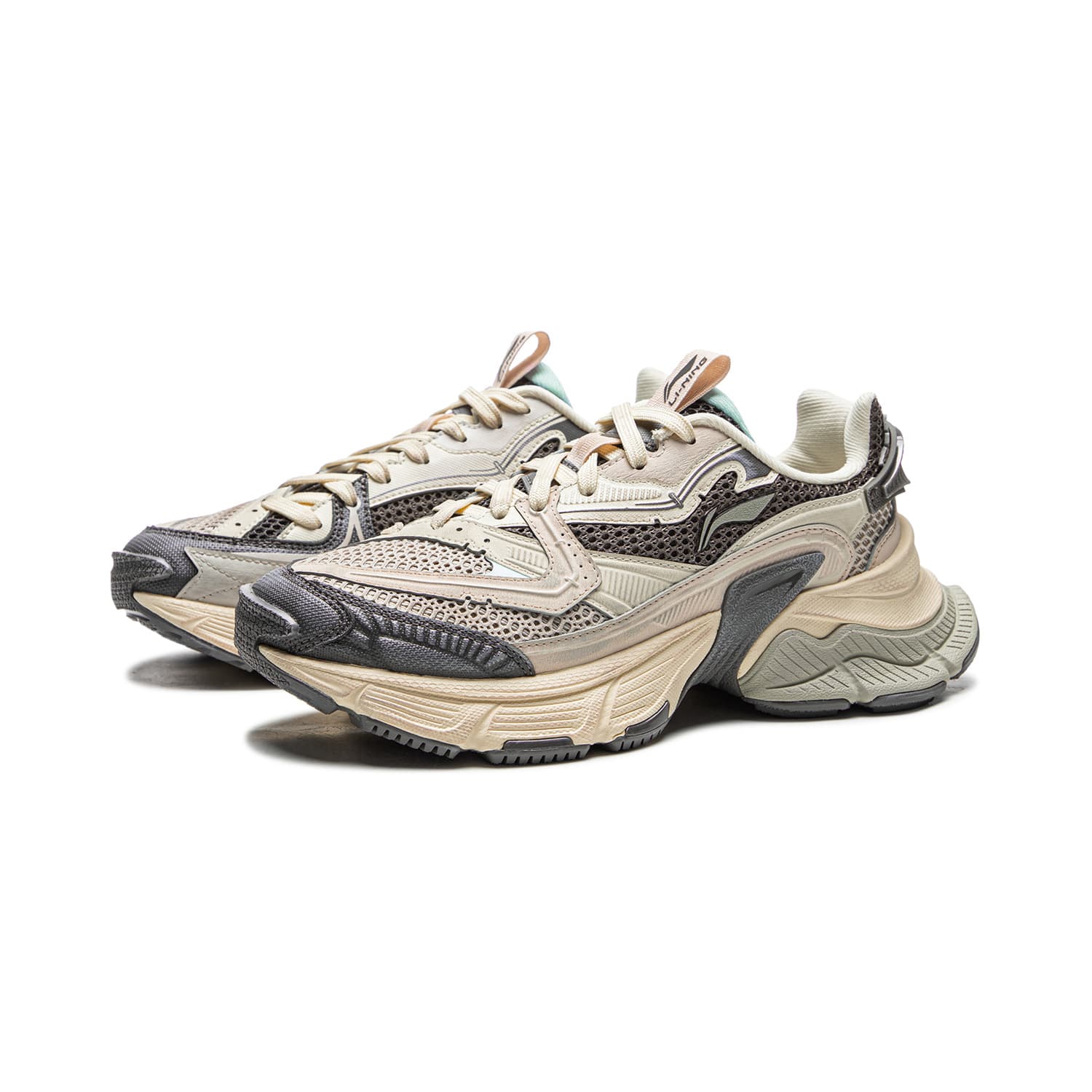 Кроссовки Li NING Синцзи Амортизация Устойчивость к износу Дышащий Низкий Топ Массивные кроссовки Женские Серый - изображение 3