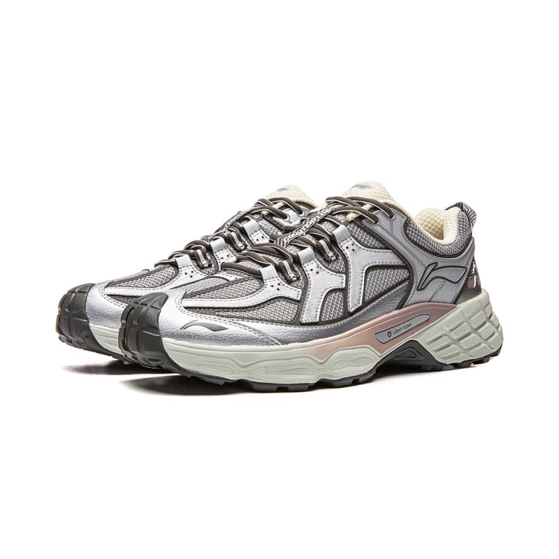 Кроссовки Li NING Outdoor Counterflow Linying Комфортная поддержка Oтскок Low Топ Походная обувь Унисекс Серебристо-серый - изображение 3