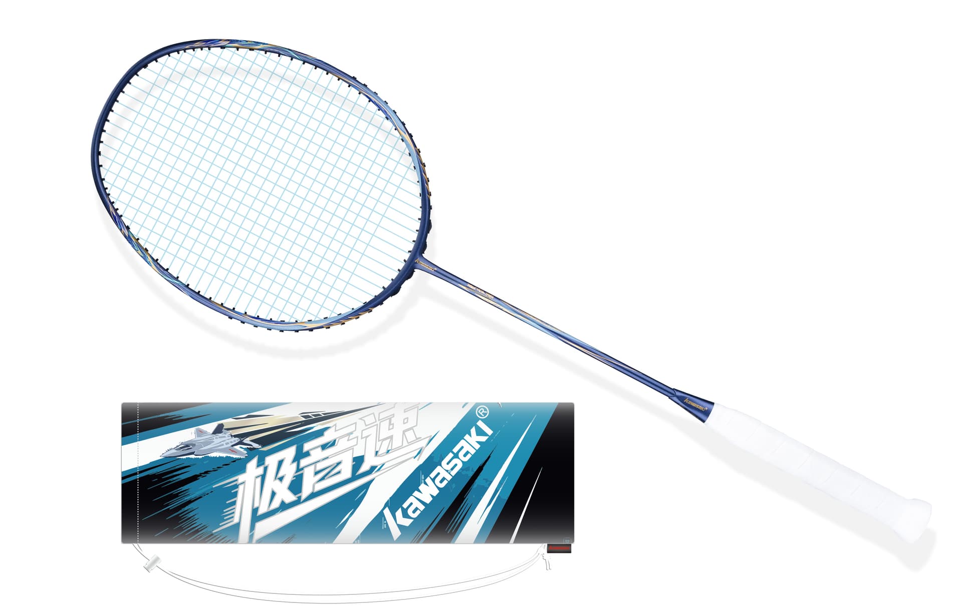 Kawasaki x Speed Series Sonic Speed Full Carbon Badminton Racket Сверхлегкий Ударопрочный Привлекательный Атакующий (Тяжелая головка, жесткий стержень) Продвинутый уровень 675 мм Мужской 5UG6 Deep Space Blue - изображение 1