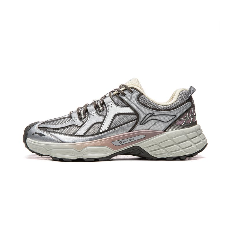 Кроссовки Li NING Outdoor Counterflow Linying Комфортная поддержка Oтскок Low Топ Походная обувь Унисекс Серебристо-серый - изображение 1