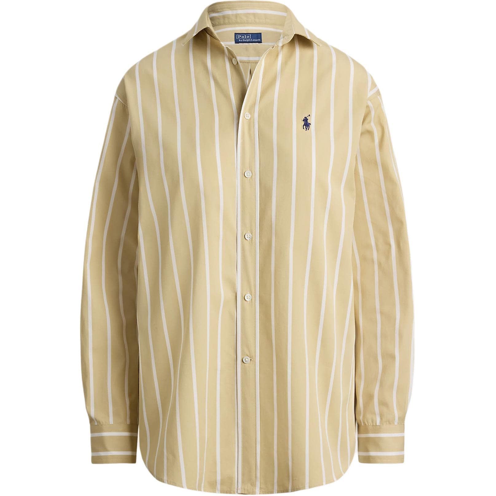 Блузка Polo Ralph Lauren SS26 Рубашка Свободного Кроя Женская Поло Коричневая и Белая - изображение 1