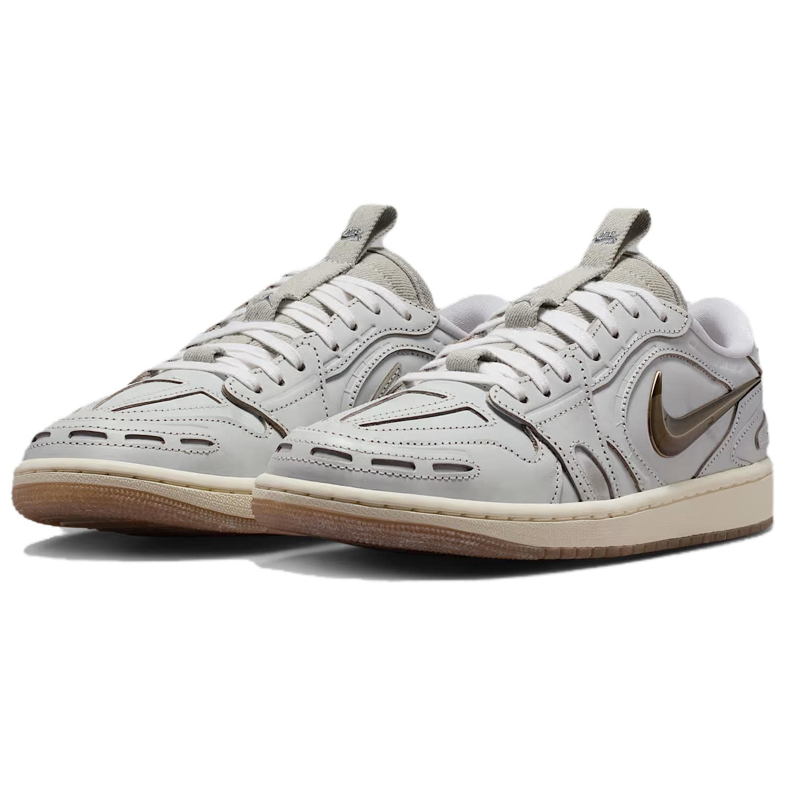 Ретро баскетбольные кроссовки Jordan Air Jordan 1 Low Топ Винтажные Баскетбольные Кроссовки Женские Светло-Серые - изображение 3