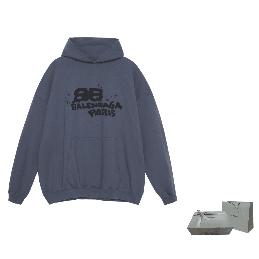 Худи Balenciaga SS23 Logo Hoodie Blue - изображение 9