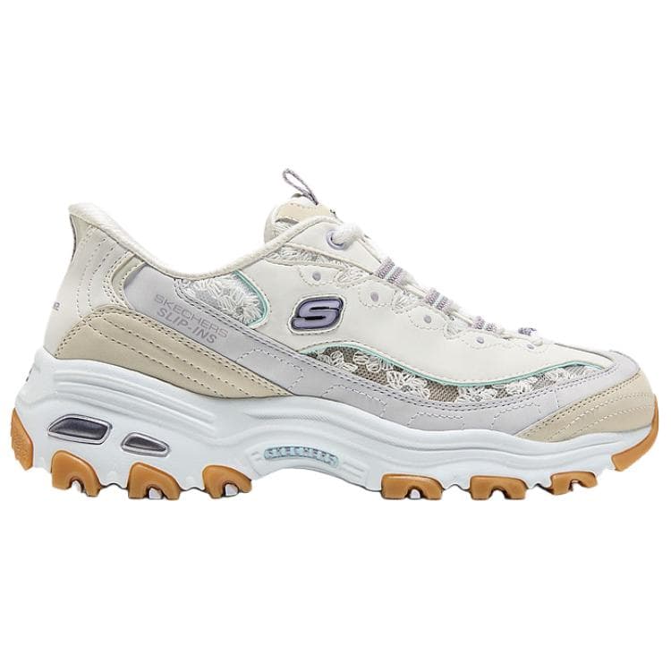 Кроссовки Skechers D'Lites Дышащий Лоу-топы Массивные кроссовки Women's White Серо-фиолетовый - изображение 2