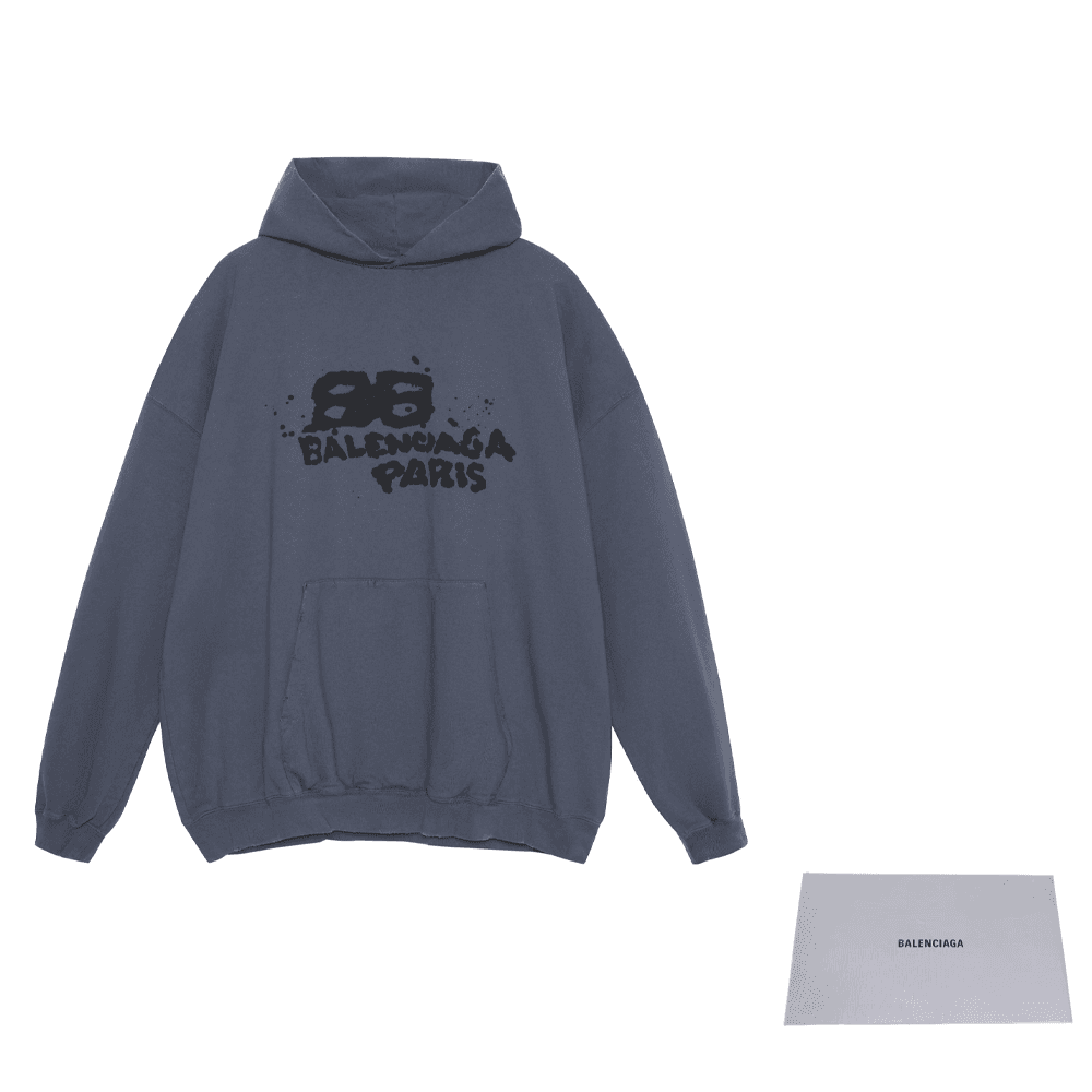 Худи Balenciaga SS23 Logo Hoodie Blue - изображение 8