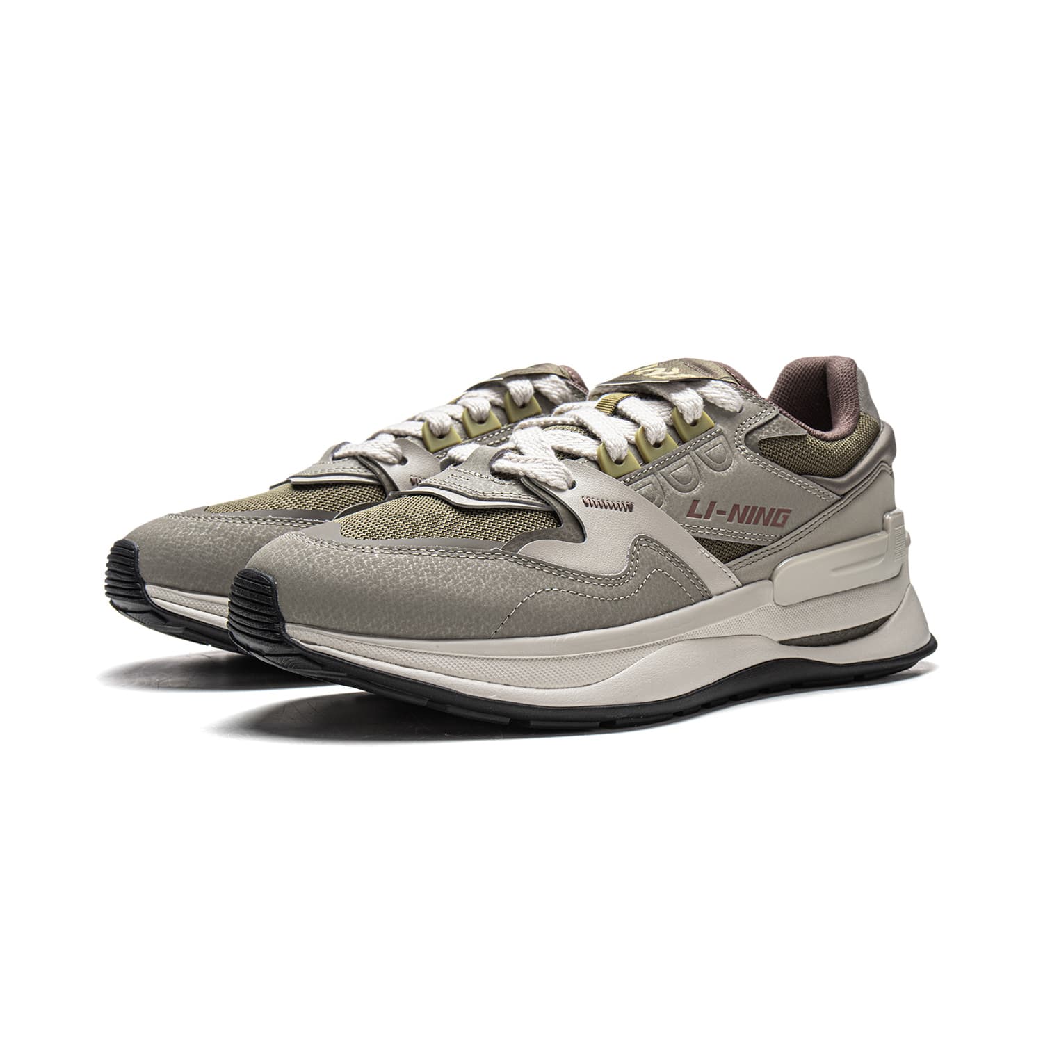 Кроссовки Li NING 001 Original Aspiration V2 Oтскок Low Топ Повседневная обувь Мужской Серо-зеленый - изображение 3