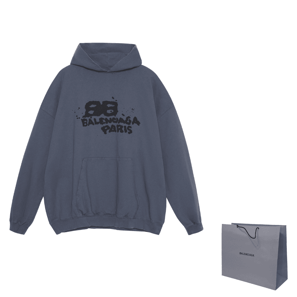 Худи Balenciaga SS23 Logo Hoodie Blue - изображение 7