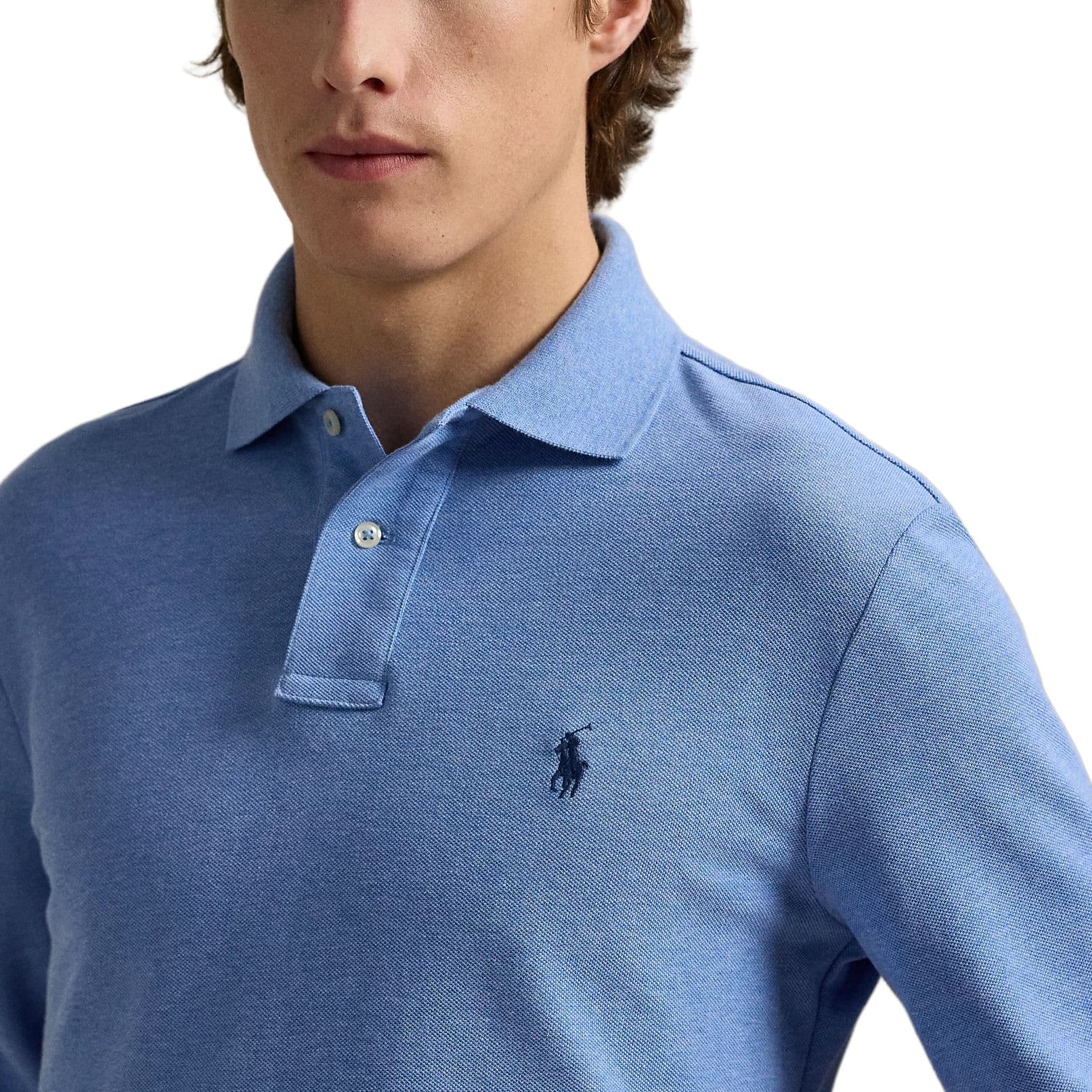 Кофта Polo Ralph Lauren Custom Slim Fit Long Sleeve Polo Royal Blue — фото 5
