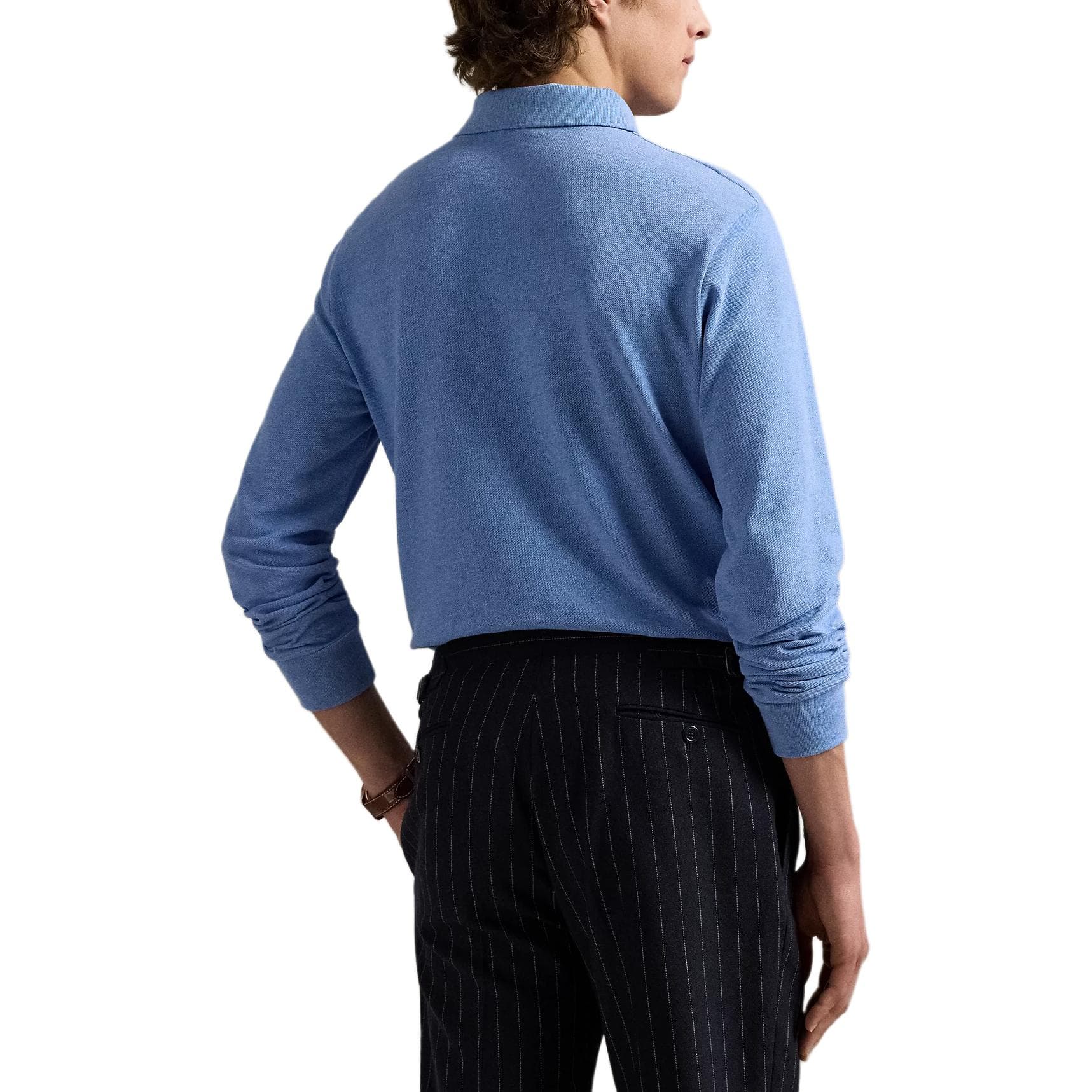 Кофта Polo Ralph Lauren Custom Slim Fit Long Sleeve Polo Royal Blue — фото 4