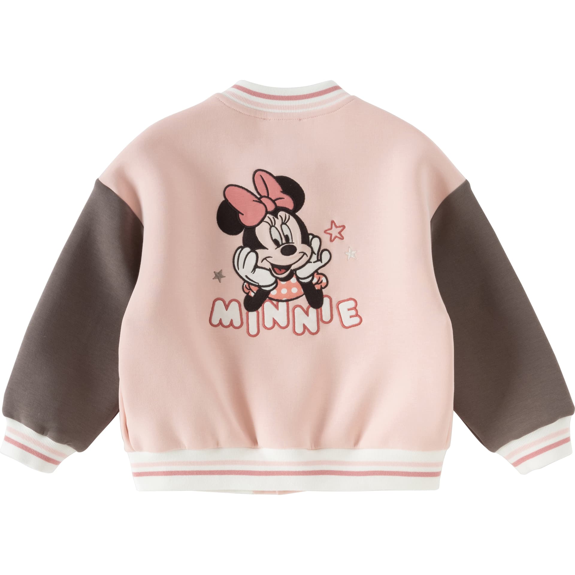 DAVE&BELLA x Disney Совместная коллекция жакет с вышивкой мультяшных персонажей, свободный покрой, цветовой блок, милый и симпатичный, американский стиль, бейсбольный воротник, универсальный - изображение 3