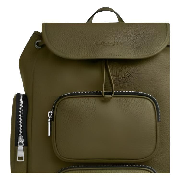 Рюкзак COACH Коровья кожа с тканевым рюкзаком среднего размера для мужчин зеленый - изображение 4