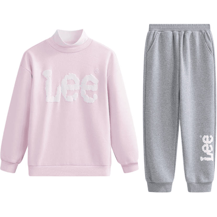 LEE KIDS Повседневная спортивная одежда Винтажный стиль Свободный покрой На открытом воздухе Утепленный Пуловер Воротник-стойка Эластичный пояс Ветрозащитный Набор из 2 частей Детский - изображение 2