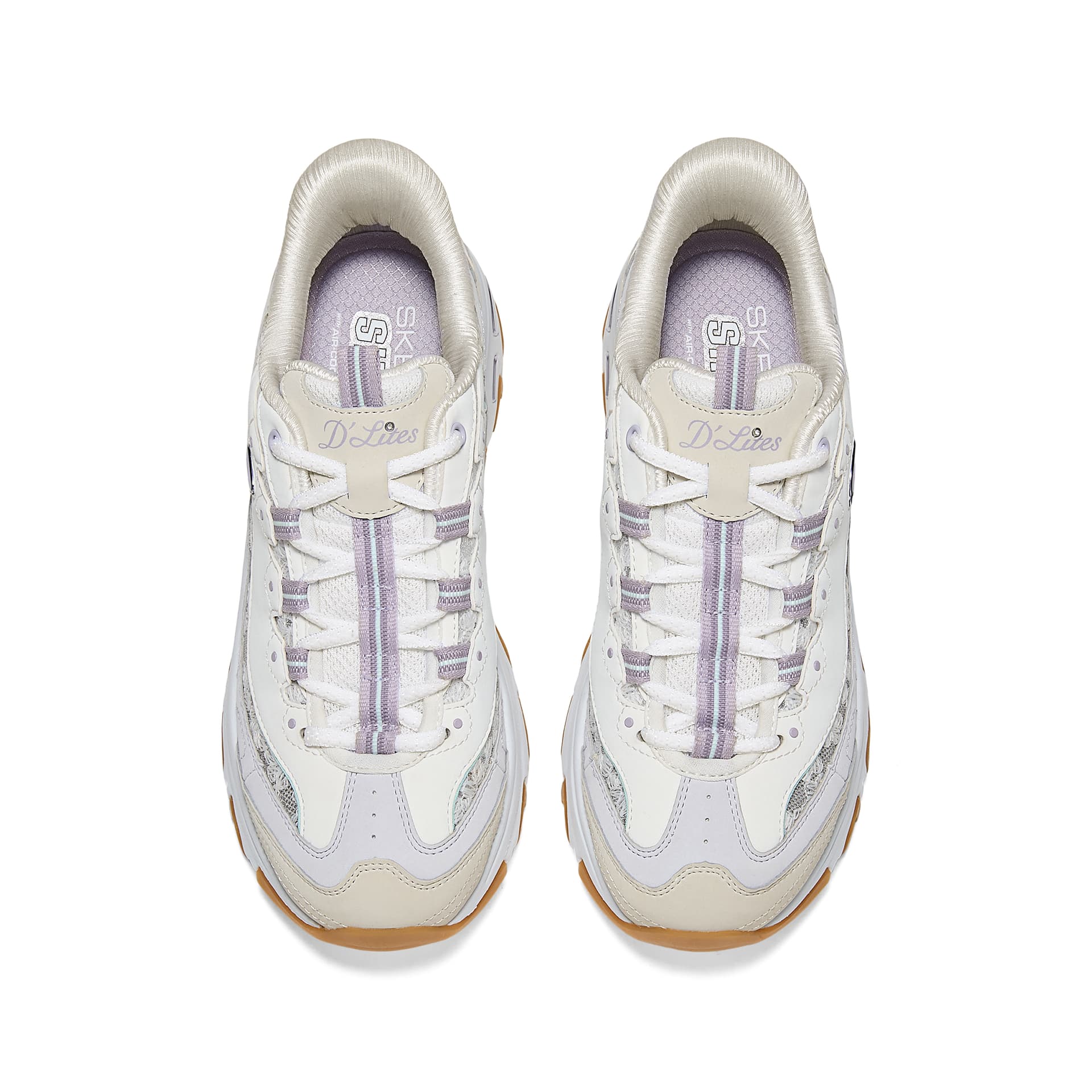 Кроссовки Skechers D'Lites Дышащий Лоу-топы Массивные кроссовки Women's White Серо-фиолетовый - изображение 3