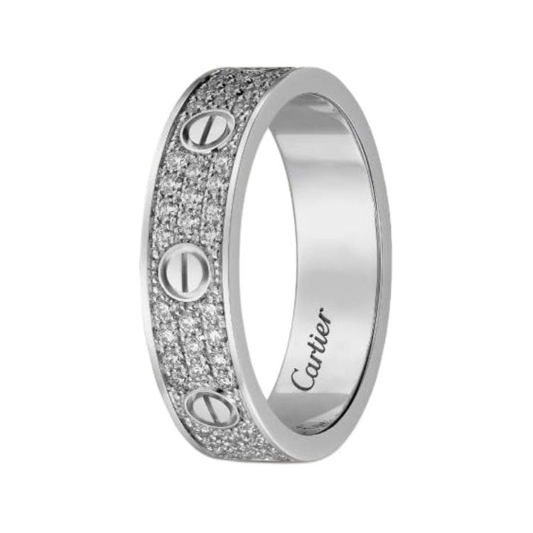 Кольцо Cartier Love Full Diamond Ring 18K White Gold Wide - изображение 5