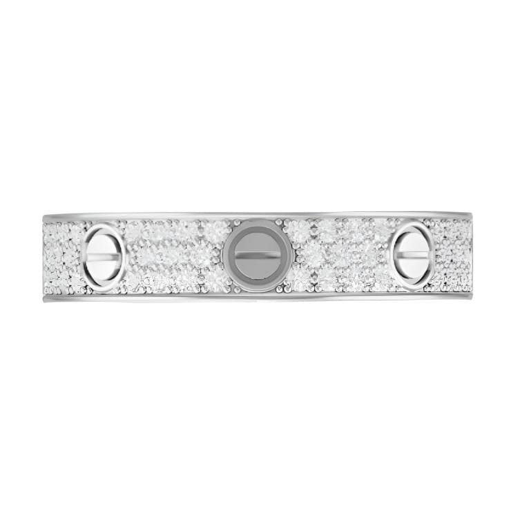Кольцо Cartier Love Full Diamond Ring 18K White Gold Wide - изображение 3