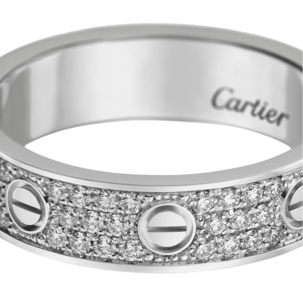 Кольцо Cartier Love Full Diamond Ring 18K White Gold Wide - изображение 6
