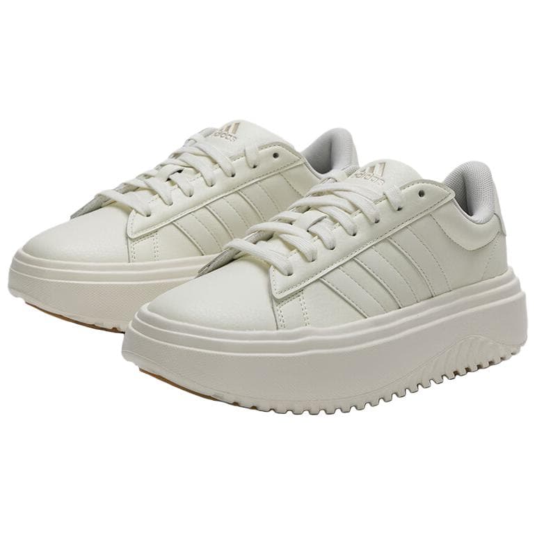 Кроссовки Adidas GRAND COURT PLATFORM Низкие кеды Повседневная обувь Женская Экрю - изображение 3