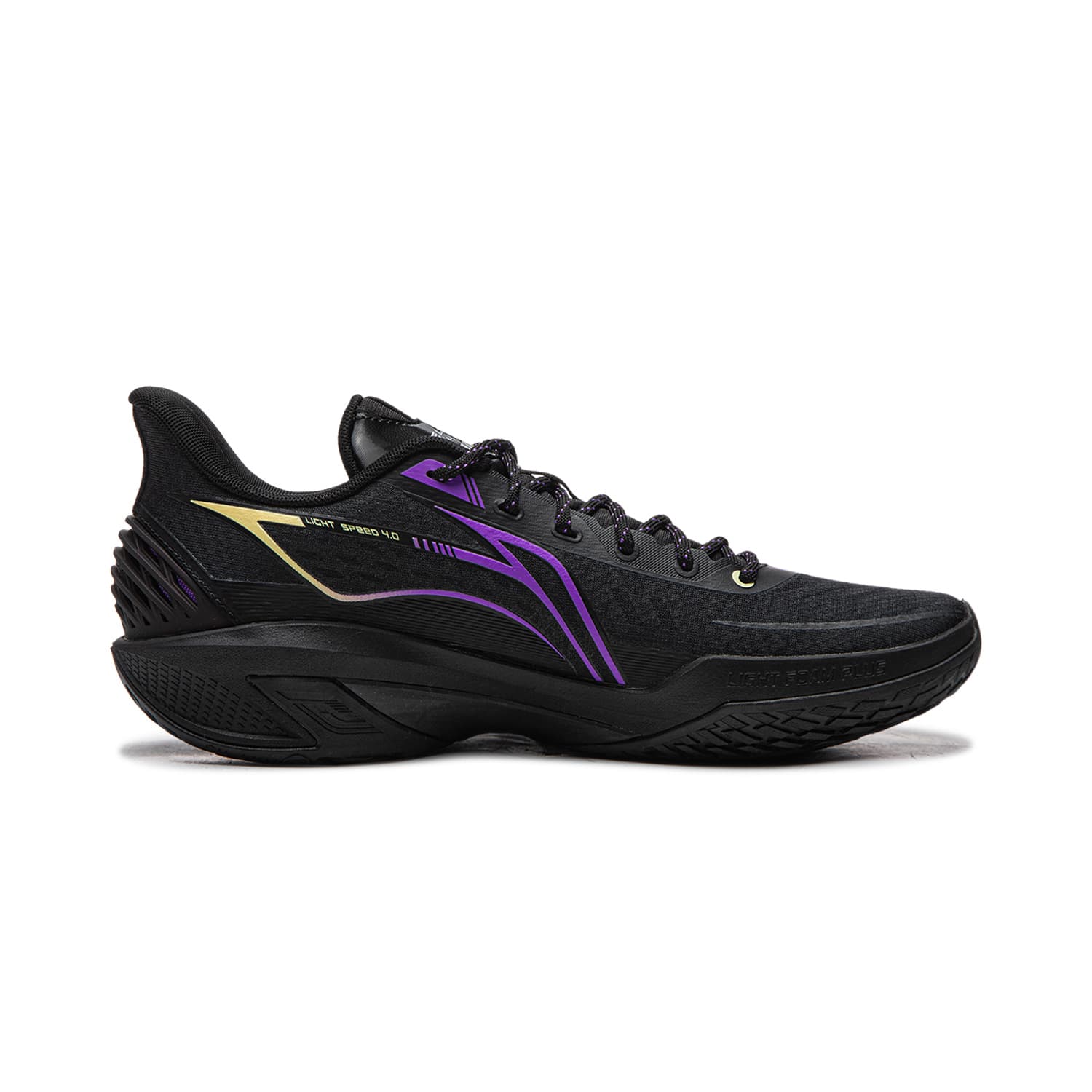 Кроссовки для баскетбола Li NING Light Speed 4 Ткань Low Топ Баскетбольные кроссовки Мужской Черно-фиолетовый - изображение 2