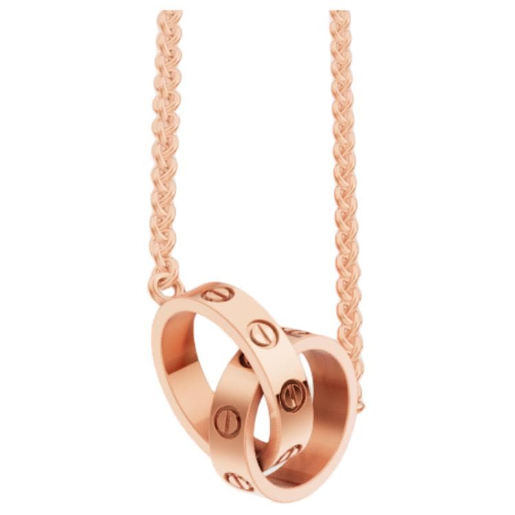 Ожерелье Cartier Love Double Ring Necklace 18k Rose Gold - изображение 3