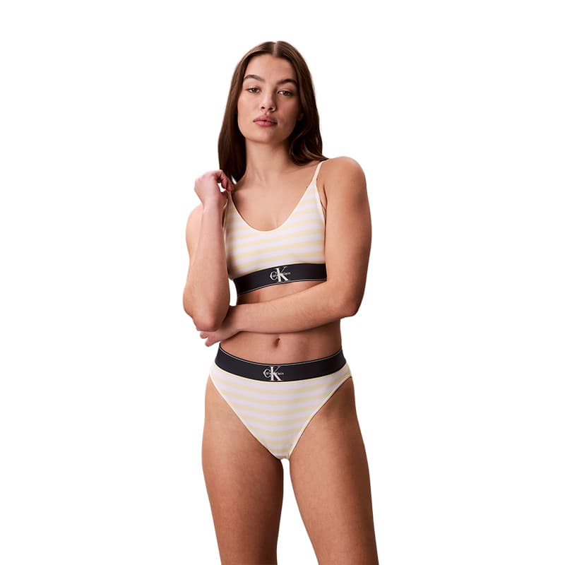Трусы Calvin Klein 6WC Желтый Белый Полосы Женские Трусики-бикини - изображение 1