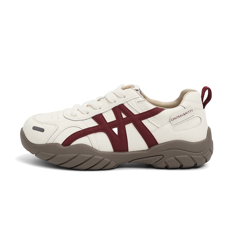 Кроссовки CENTRAL&KITTY Retro Sneakers Minimalist Beige-Red Fashion Versatile 4CM Невысокий на платформе Легкий Удобный Увеличение роста Лоу-топы Повседневный Женский - изображение 1