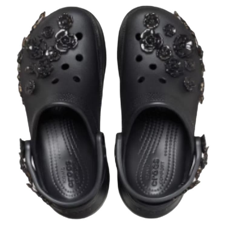 Сабо Crocs Bae Прозрачный Цветочный Clog Сабо Резиновые Женские Черные - изображение 4
