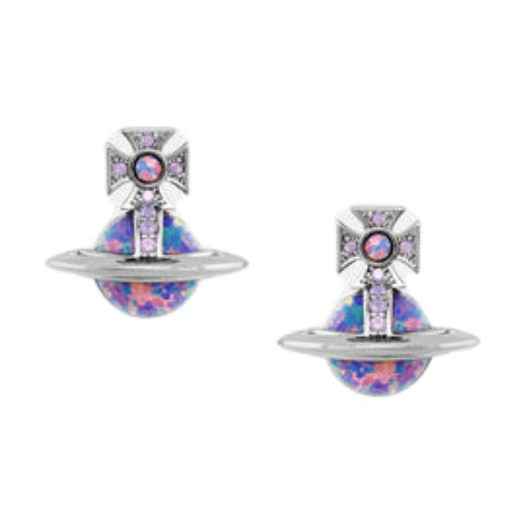 Серьги Vivienne Westwood Серьги с застежкой-бабочкой, латунь, женские, молочно-белый/фиолетовый - изображение 1