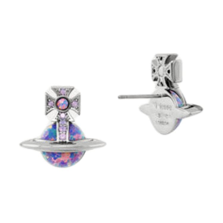 Серьги Vivienne Westwood Серьги с застежкой-бабочкой, латунь, женские, молочно-белый/фиолетовый - изображение 2