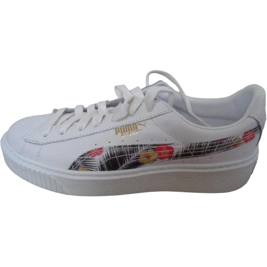 Кроссовки PUMA BASKET PLATFORM Низкие Кроссовки для скейтбординга Белые Детские - изображение 1