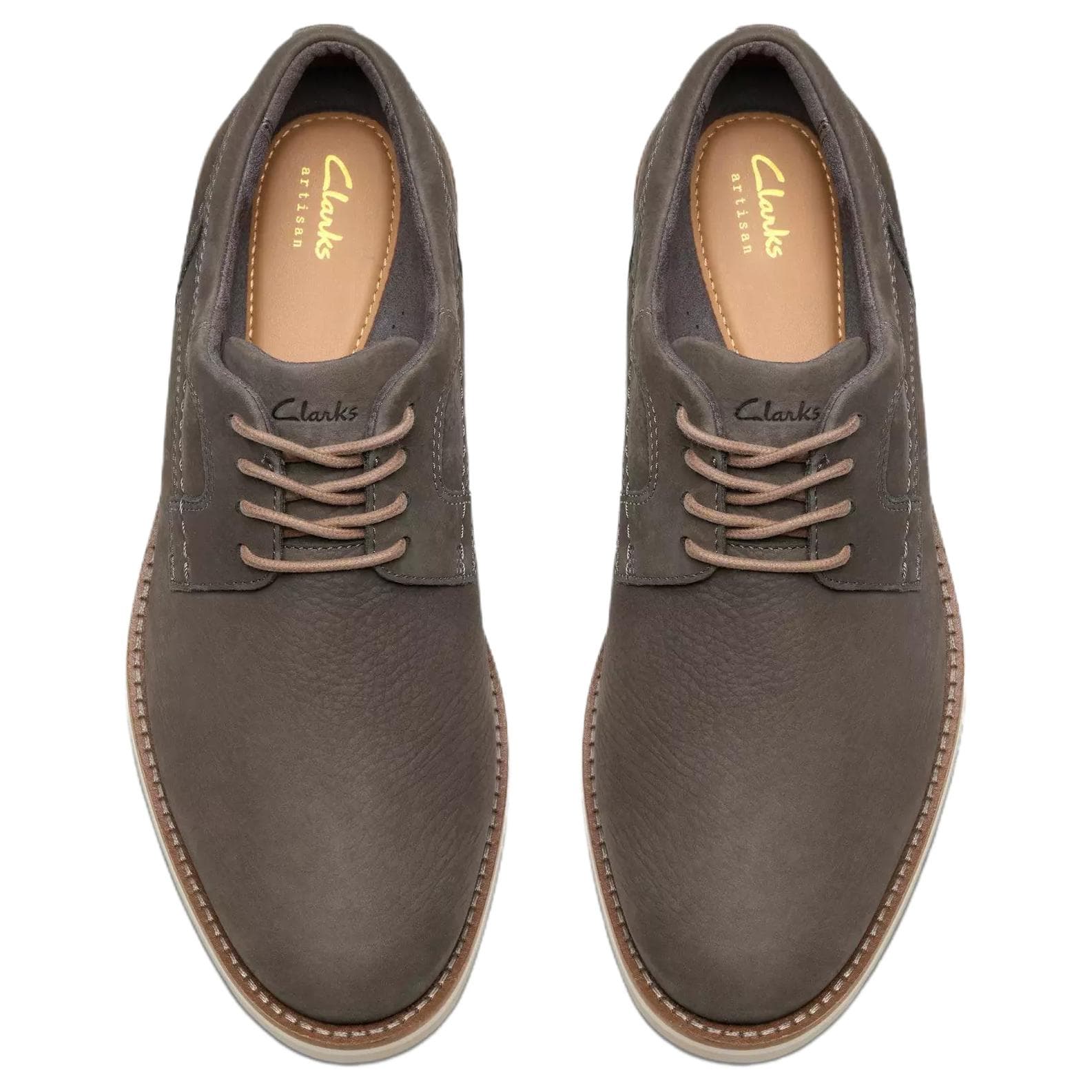 Clarks Monahan Простые Бычья Замша Повседневные Кожаные Туфли Мужские Коричневые - изображение 4