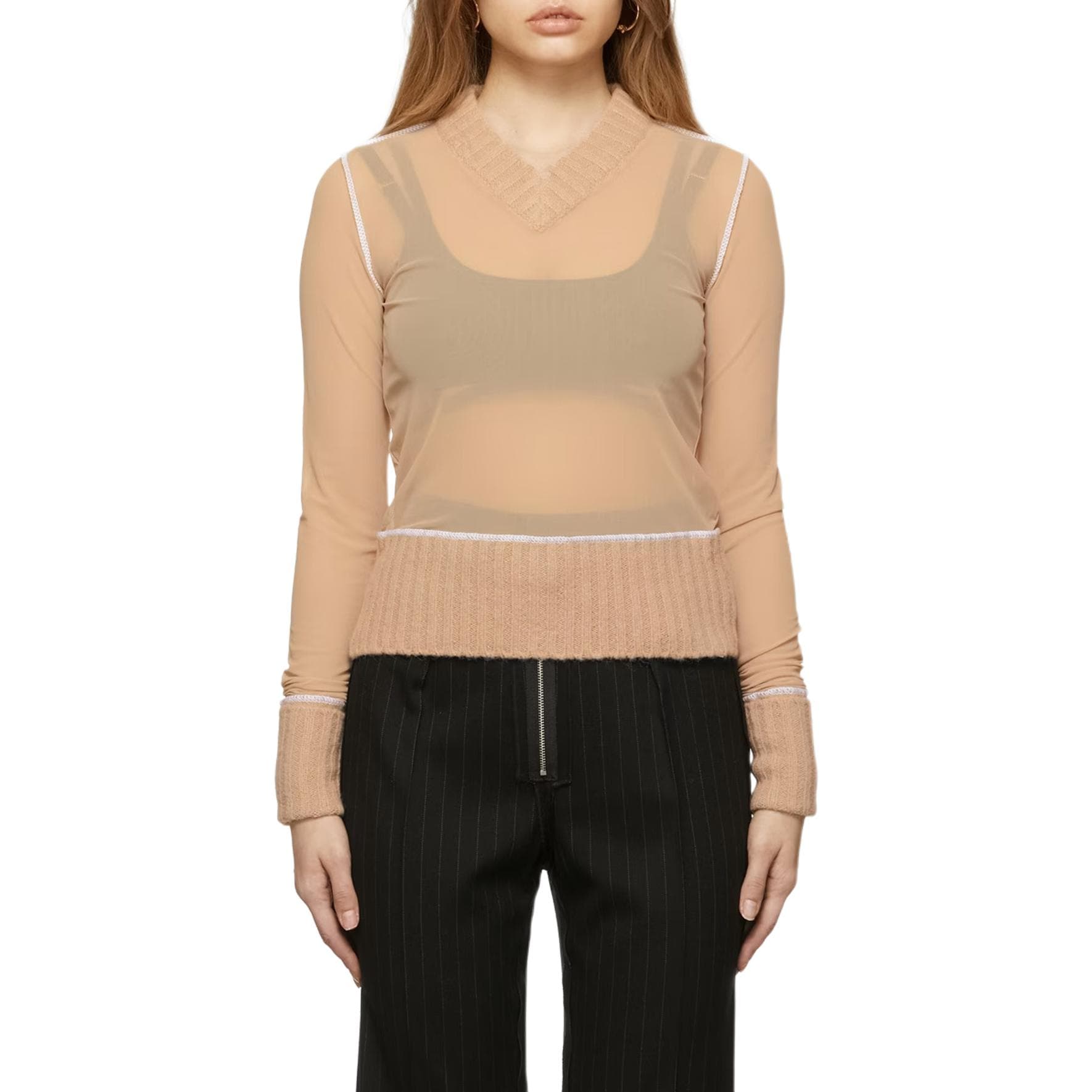 Кофта MM6 Maison Margiela Трикотаж Женский Коричневый - изображение 1