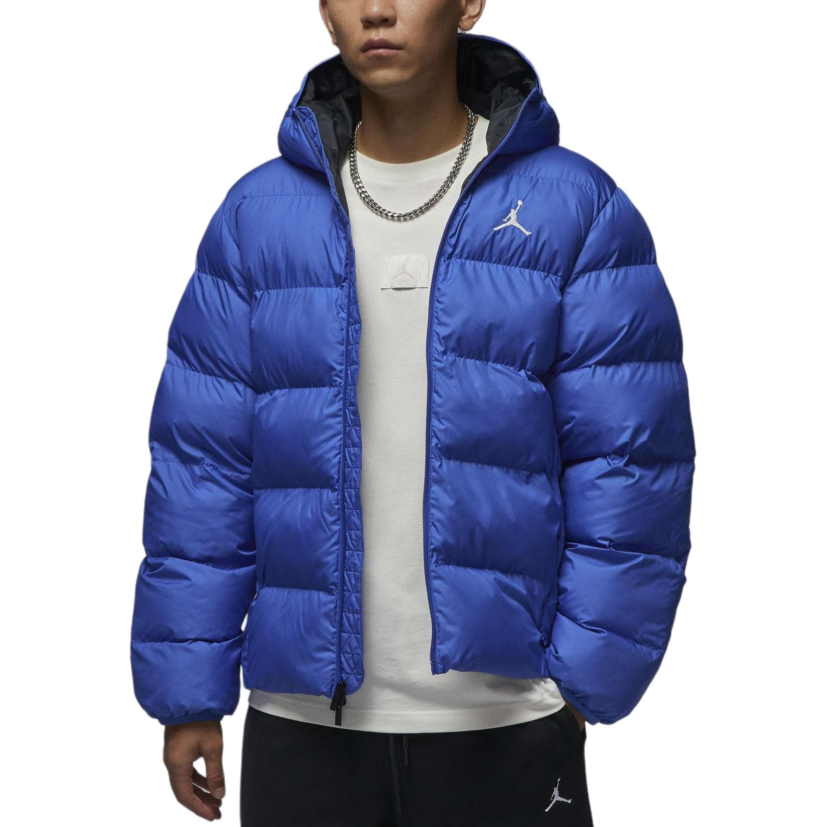 Зимняя куртка пуховик Jordan Brooklyn FW24 Therma-FIT Удобный водонепроницаемый термозащитный хлопковый пуховик с капюшоном Мужской игровой королевский синий - изображение 4