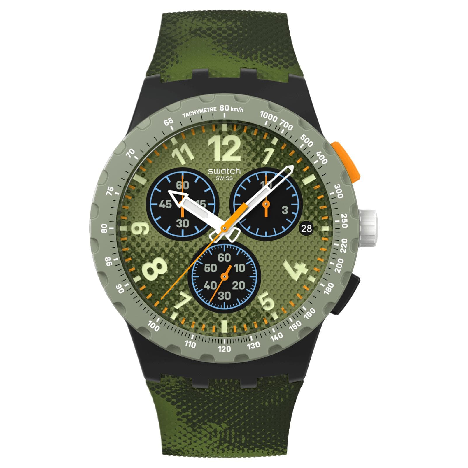 Часы Swatch Essentials Кварцевый механизм Унисекс Часы 42 мм Зеленый циферблат Полимерные корпуса Силиконовый ремешок - изображение 1