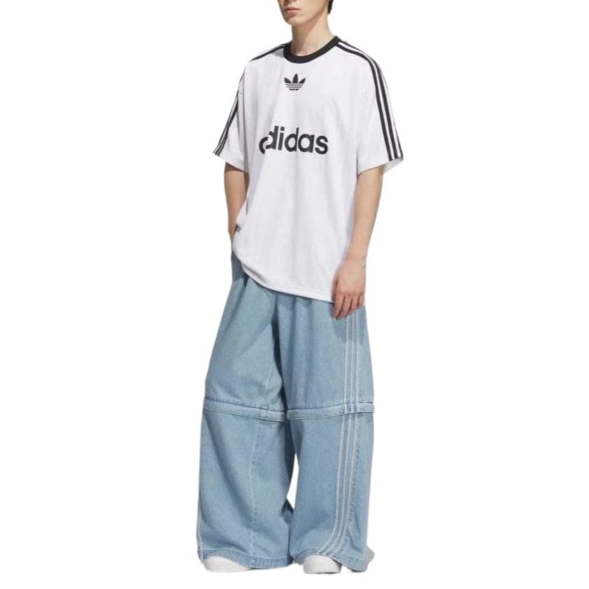Штаны Adidas Originals SS25 Джинсы Унисекс Светлый Деним Синий - изображение 3
