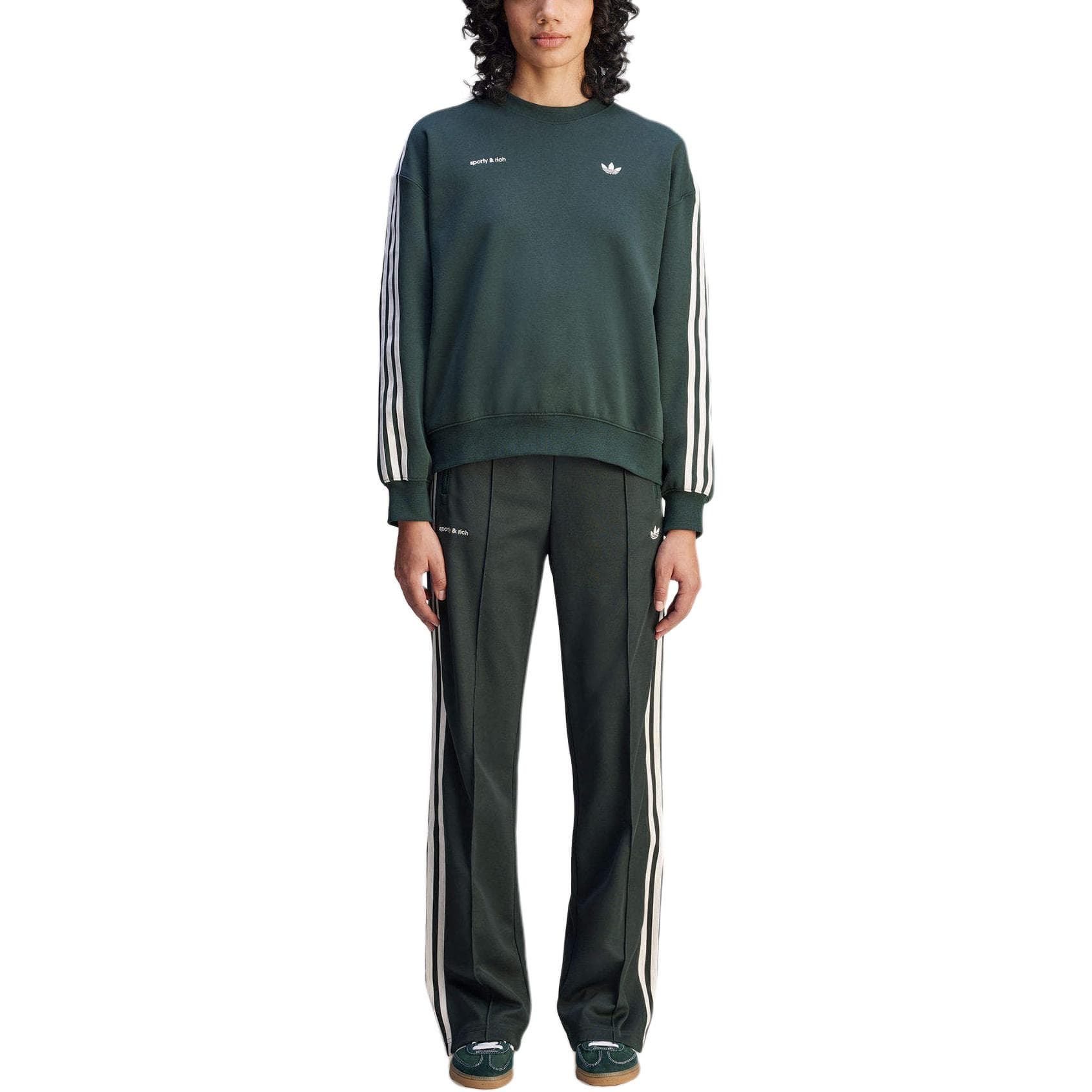 Штаны Adidas Originals x Sporty Rich SPORTY RICH Спортивные брюки женские темно-зеленые - изображение 4