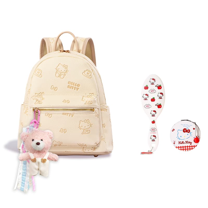 Рюкзак Sanrio Hello Kitty Синтетическая кожа Рюкзак Женский Розовый Бежевый - изображение 18
