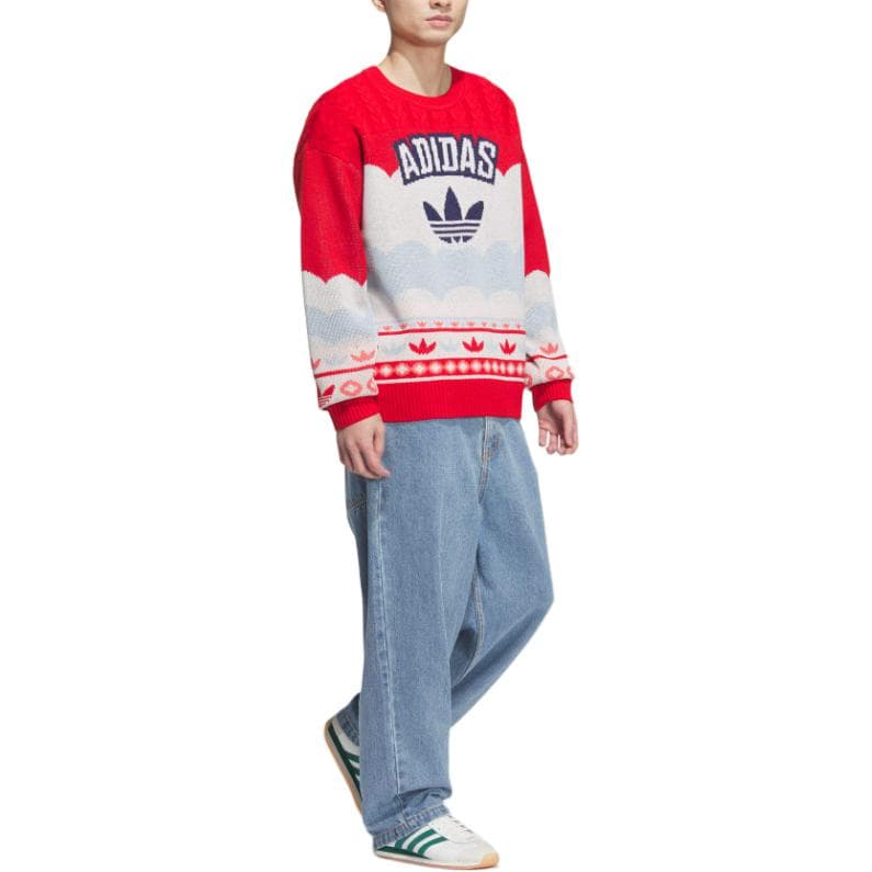Кофта Adidas Originals Свитер Унисекс Красный Белый - изображение 5