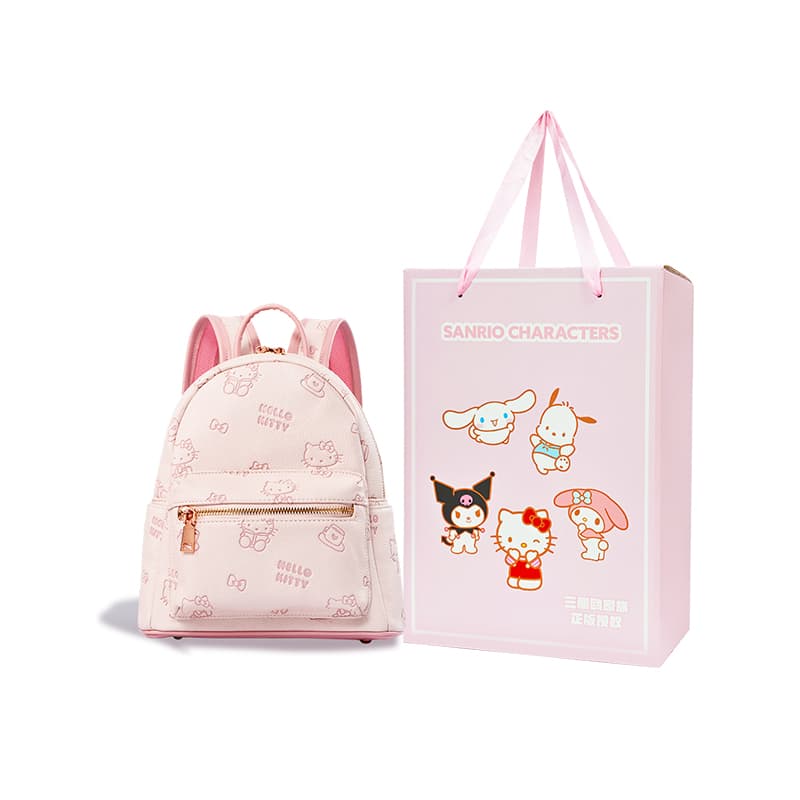 Рюкзак Sanrio Hello Kitty Синтетическая кожа Рюкзак Женский Розовый Бежевый - изображение 13