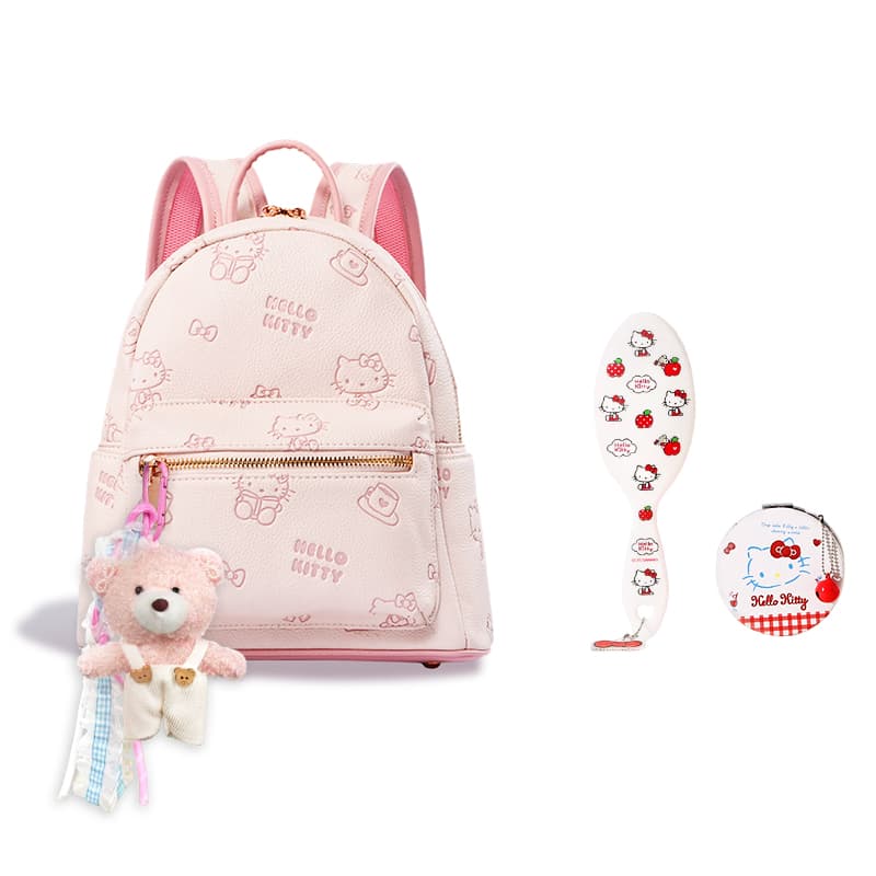 Рюкзак Sanrio Hello Kitty Синтетическая кожа Рюкзак Женский Розовый Бежевый - изображение 12