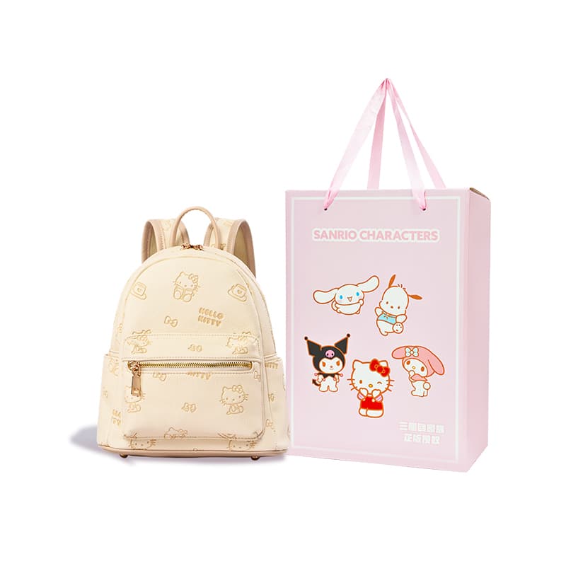 Рюкзак Sanrio Hello Kitty Синтетическая кожа Рюкзак Женский Розовый Бежевый - изображение 19